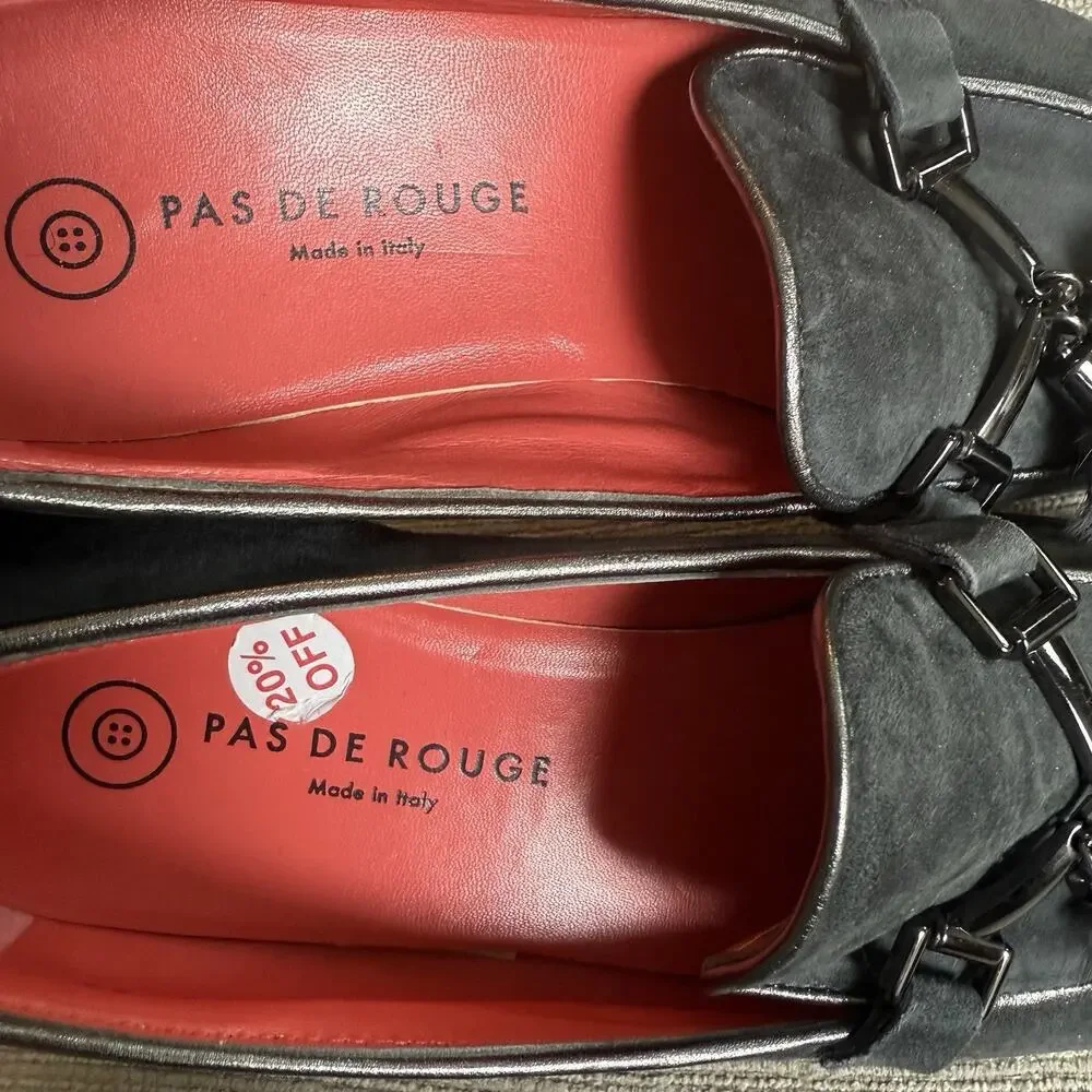 PAS DE ROUGE Lola Black Suede Dressy Loafer‎ Women's 39 US 8.5 Rabbit Fur Tassel